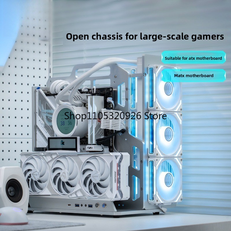 Aluminum Open Frame Test Bench Water Cooling - เคสคอมพิวเตอร์แบบเปิดโล่ง โครงอะลูมิเนียม ATX พร้อมหูหิ้ว รองรับการทดสอบระบบระบายความร้อนด้วยน้ำ สำหรับ